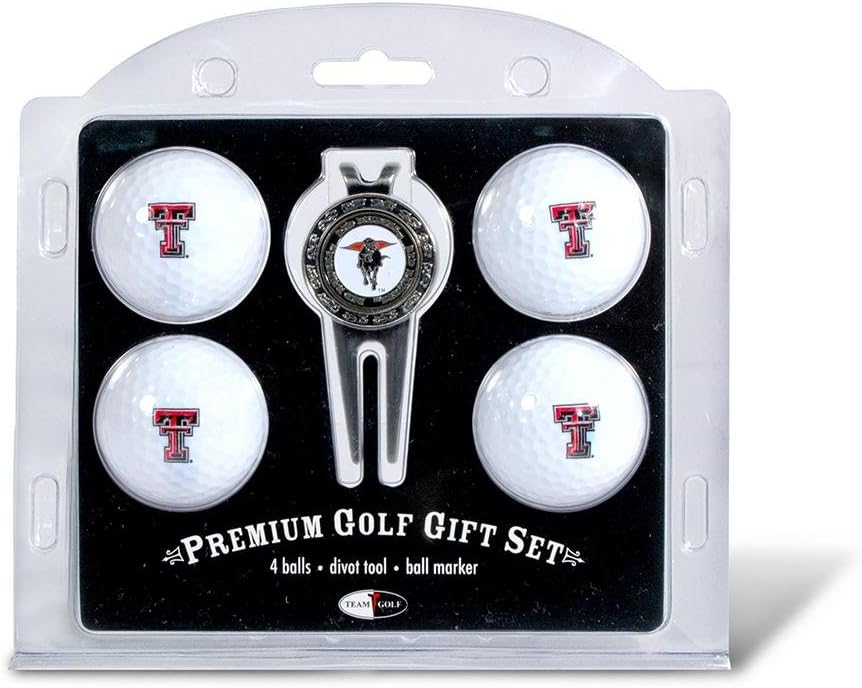 Side profile view of the branded golf balls and accessories