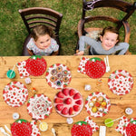 OuMuaMua strawberry party supplies packaging and contents