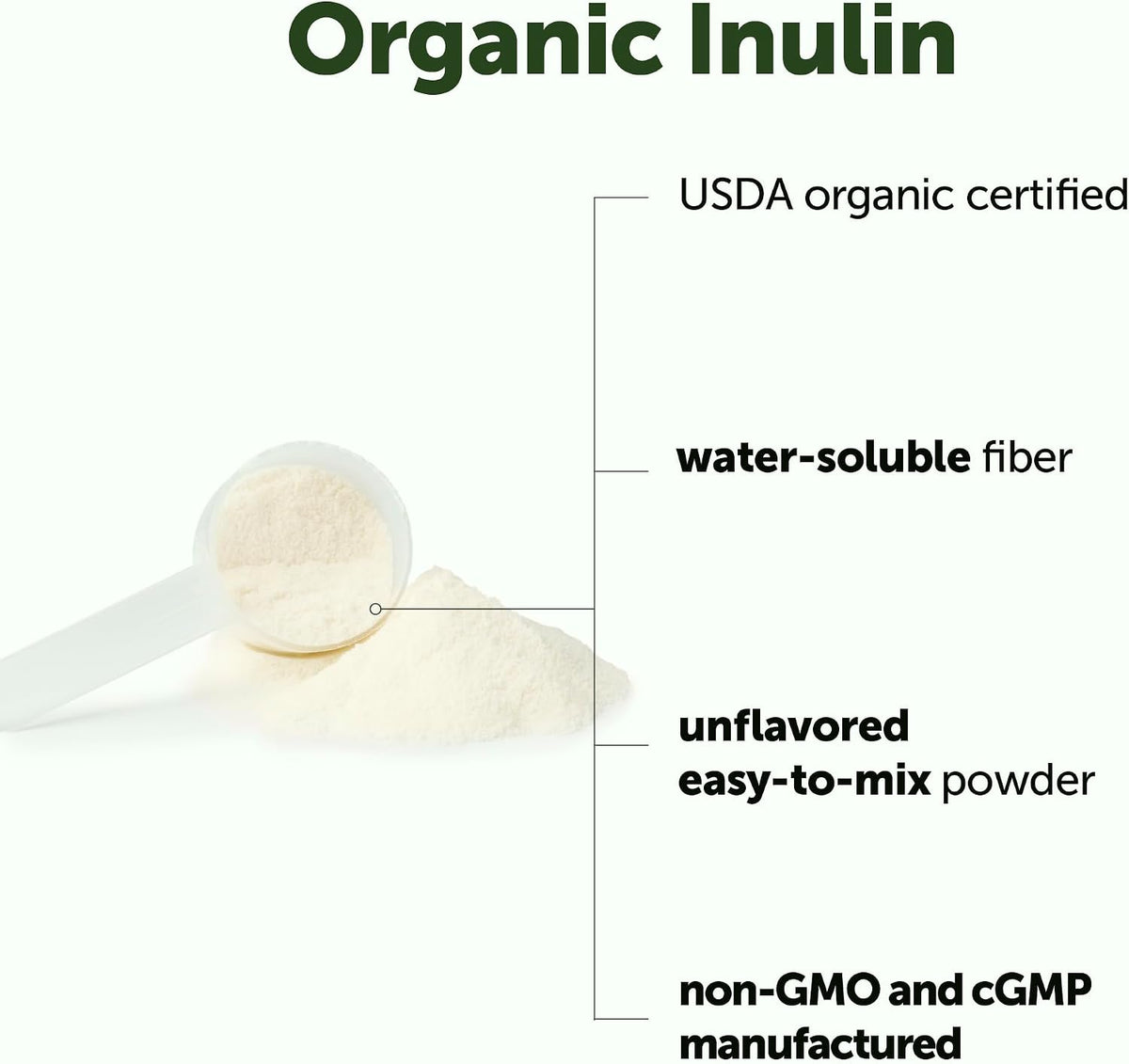 Micro Ingredients Organic Inulin FOS Fiber Powder serving scoop and fine texture