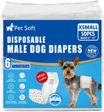 Pet Soft imported male dog diapers showing premium packaging for pet care