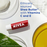 Nivea shine caring lip balm cap and body detail
