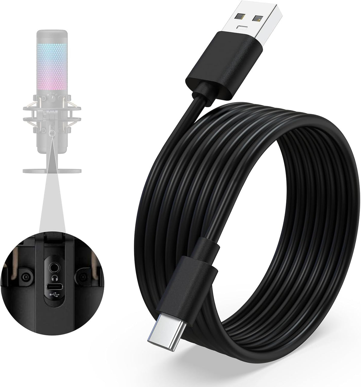 Arzweyk USB Type C microphone cable front view for gaming setups