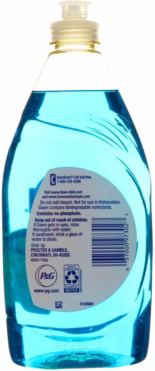 Dawn 16.2 fluid ounce squeeze bottle side profile
