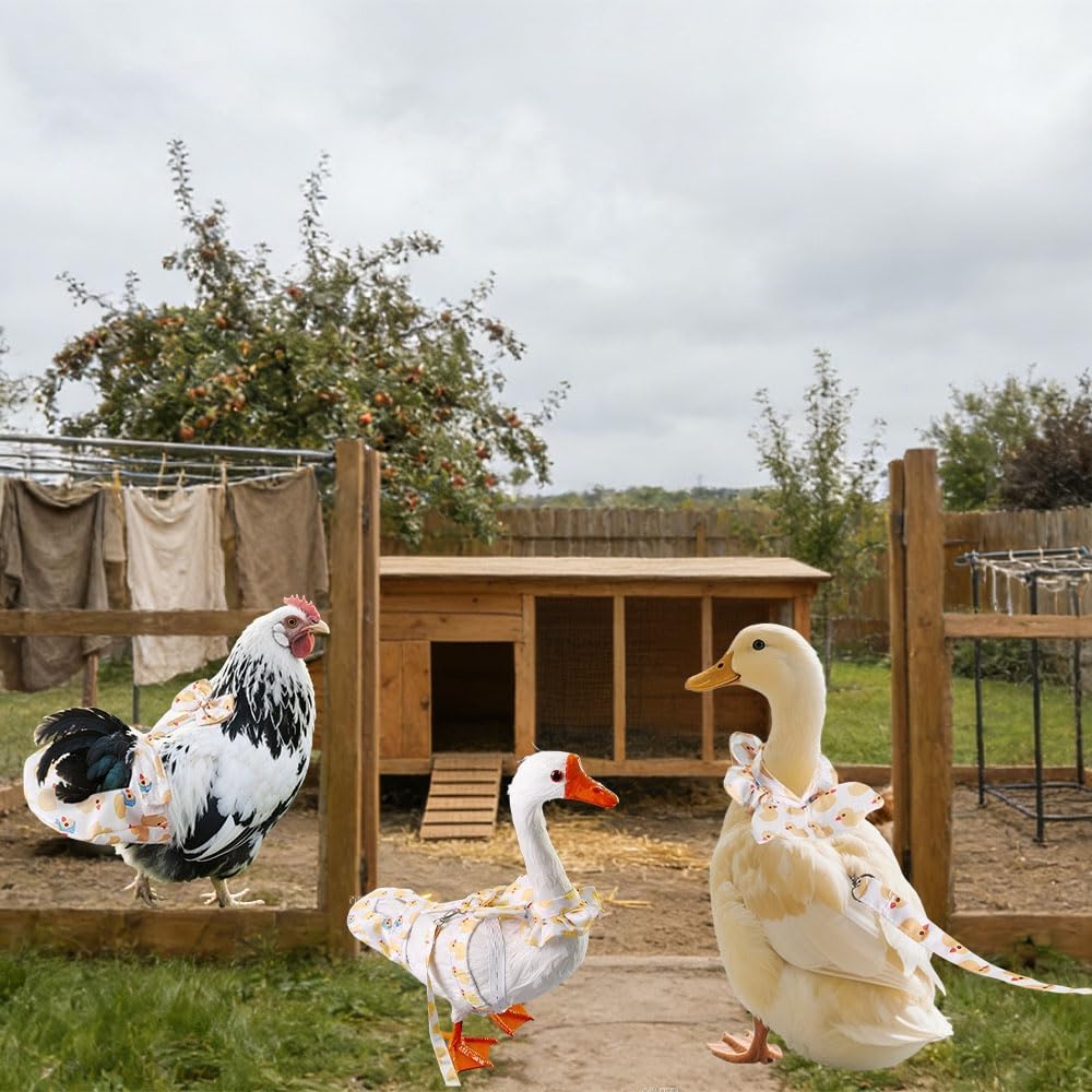 Vyloky pet goose clothes featuring the secure outdoor walking harness leash attachment.