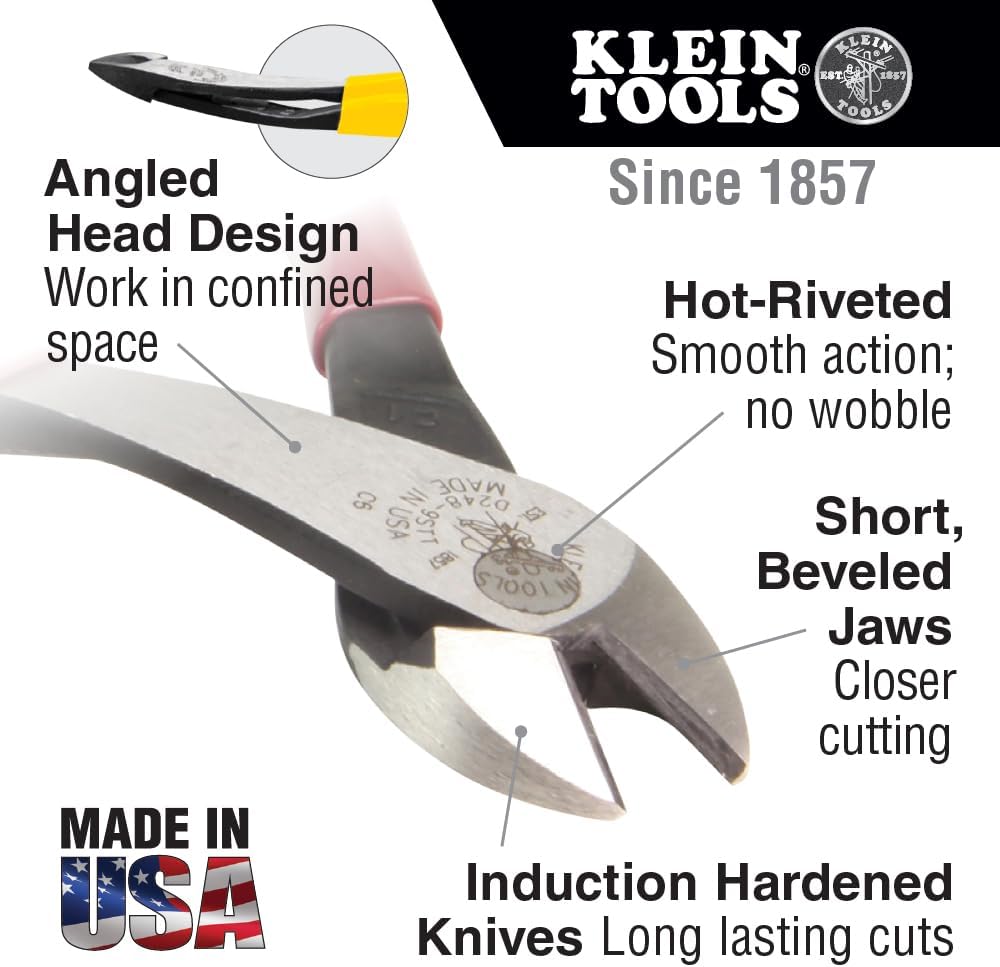 Klein Tools 8 inch angled head pliers angled view