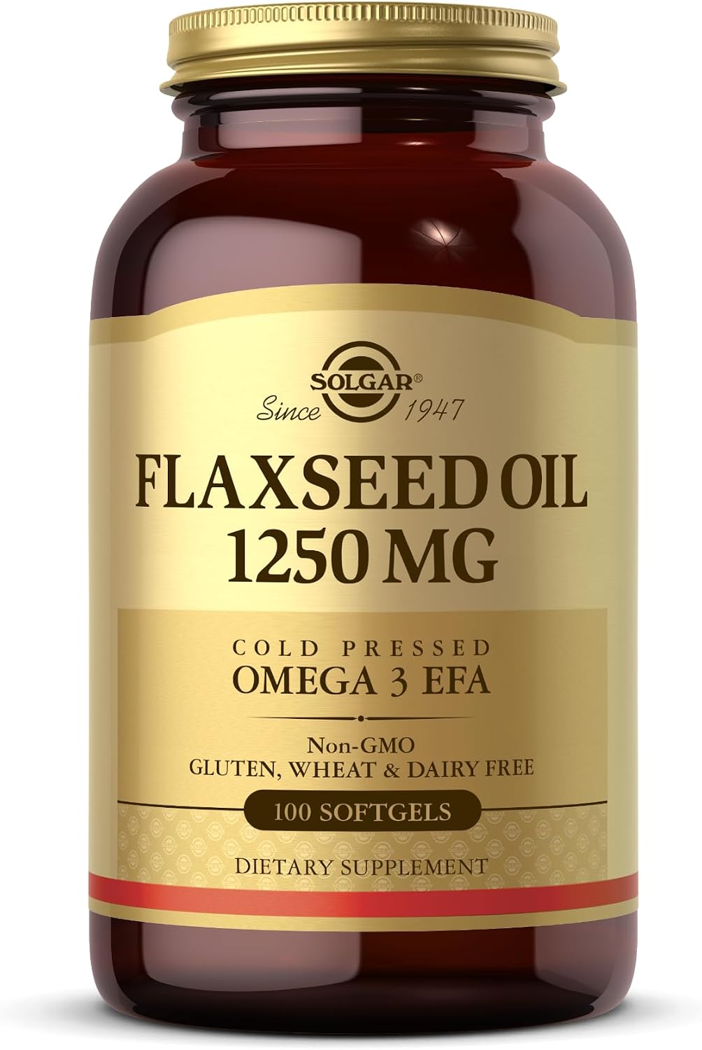 Solgar Flaxseed Oil front view bottle packaging