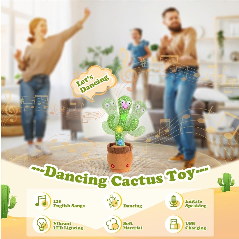 Ymltp musical dancing cactus toy with colorful light effects