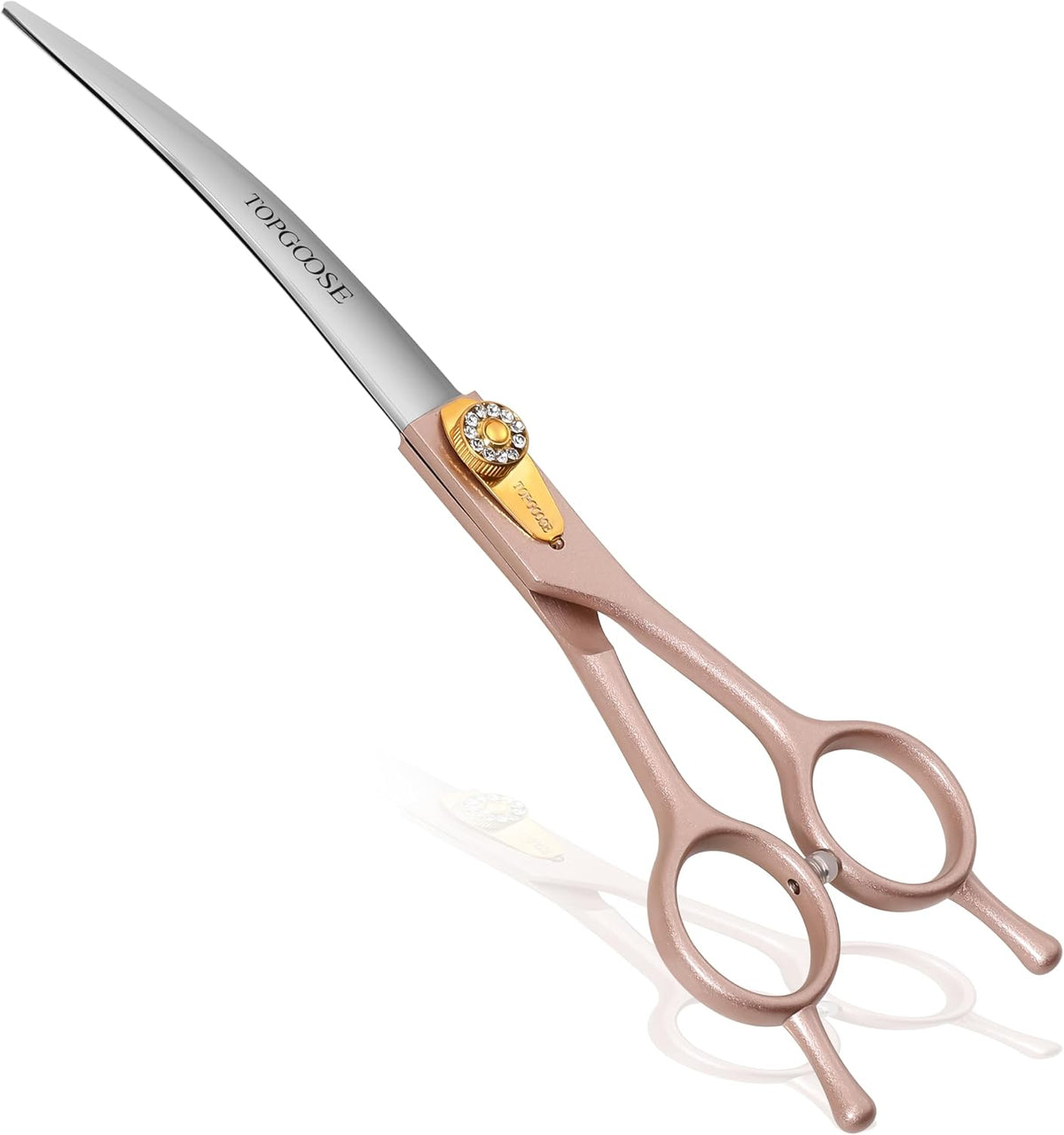 Topgoose professional curved grooming shear packaging and full product kit components layout.