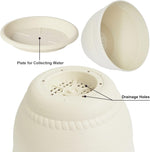 Included polypropylene pot with drainage plate and hanging hook