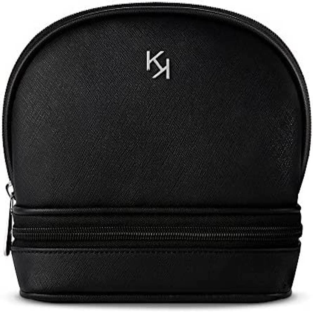 Kiko Milano Make Up Organizer in black Saffiano leather front view