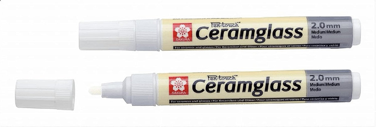 Sakura pen-touch ceramglass white 2mm front view craft marker