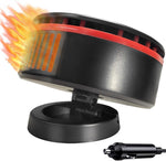 Jesscasday 12V car heater front view showcasing the compact black and red design and air export vent.