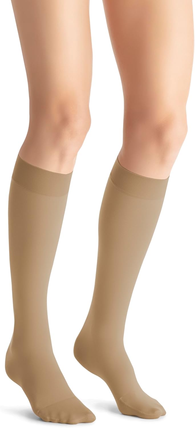 JOBST Opaque Knee High Compression Stocking 15-20mmHg Large Natural front view