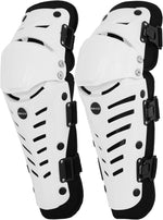 WEWAYSTEP motorcycle knee shin guards front view showing white protective shell armor