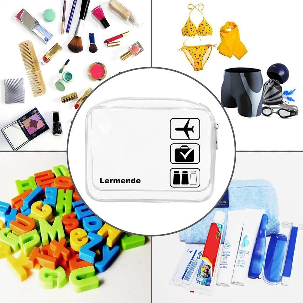 Lermende 2 pack clear travel toiletry bag set loaded with toiletries