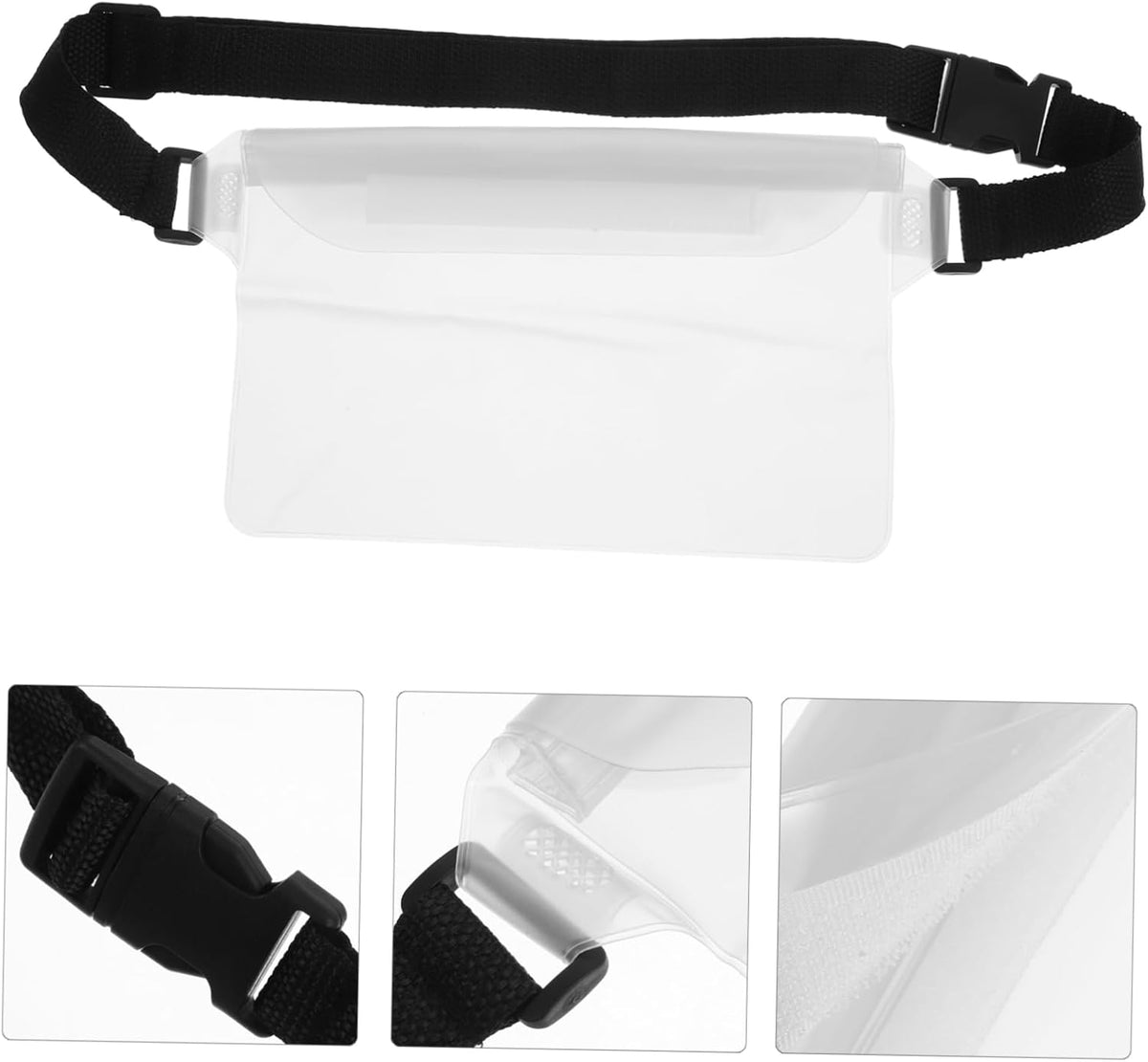 SKISUNO adjustable waist strap and buckle detail on waterproof pouch