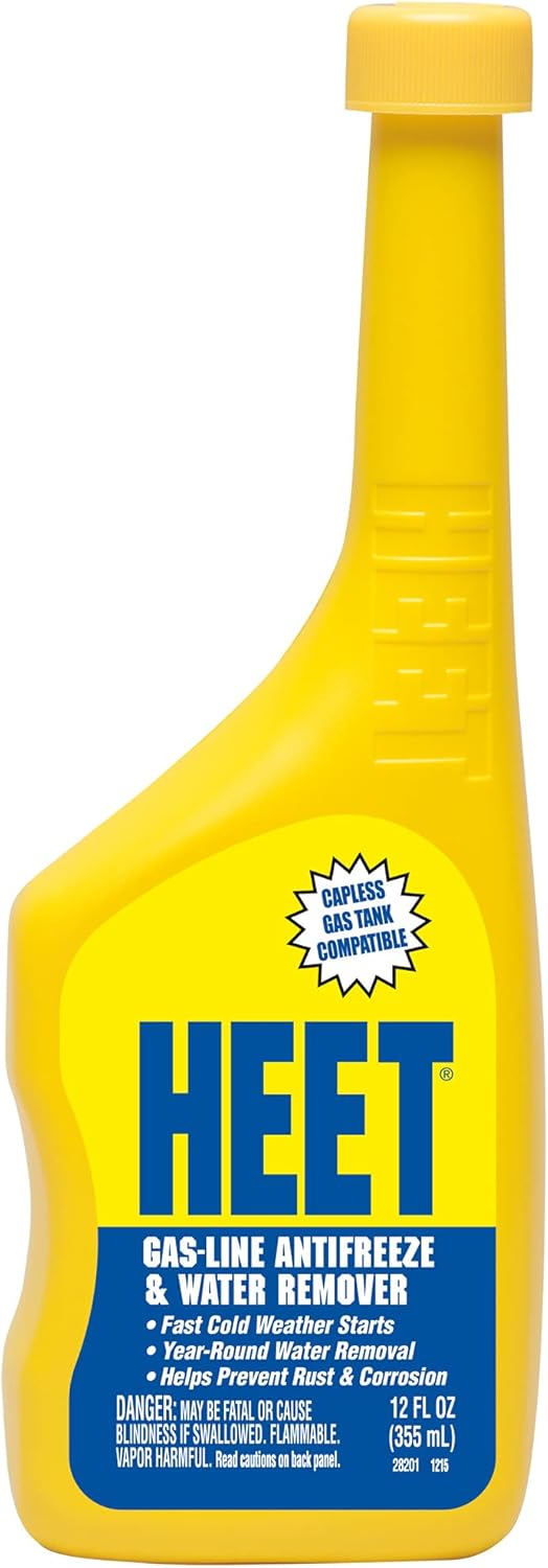 Heet premium gas line antifreeze and water remover twelve fluid ounce front view bottle