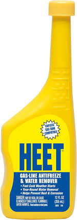 Heet premium gas line antifreeze and water remover twelve fluid ounce front view bottle