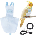 SUPERFINDINGS snap-closure parrot diaper front view light sky blue bird flight suit
