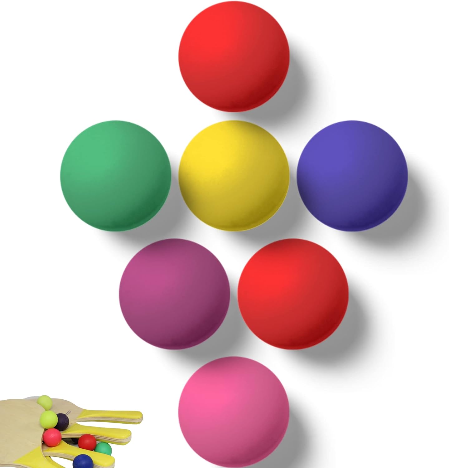 W4W beach paddle ball replacement balls front view seven count set for outdoor games
