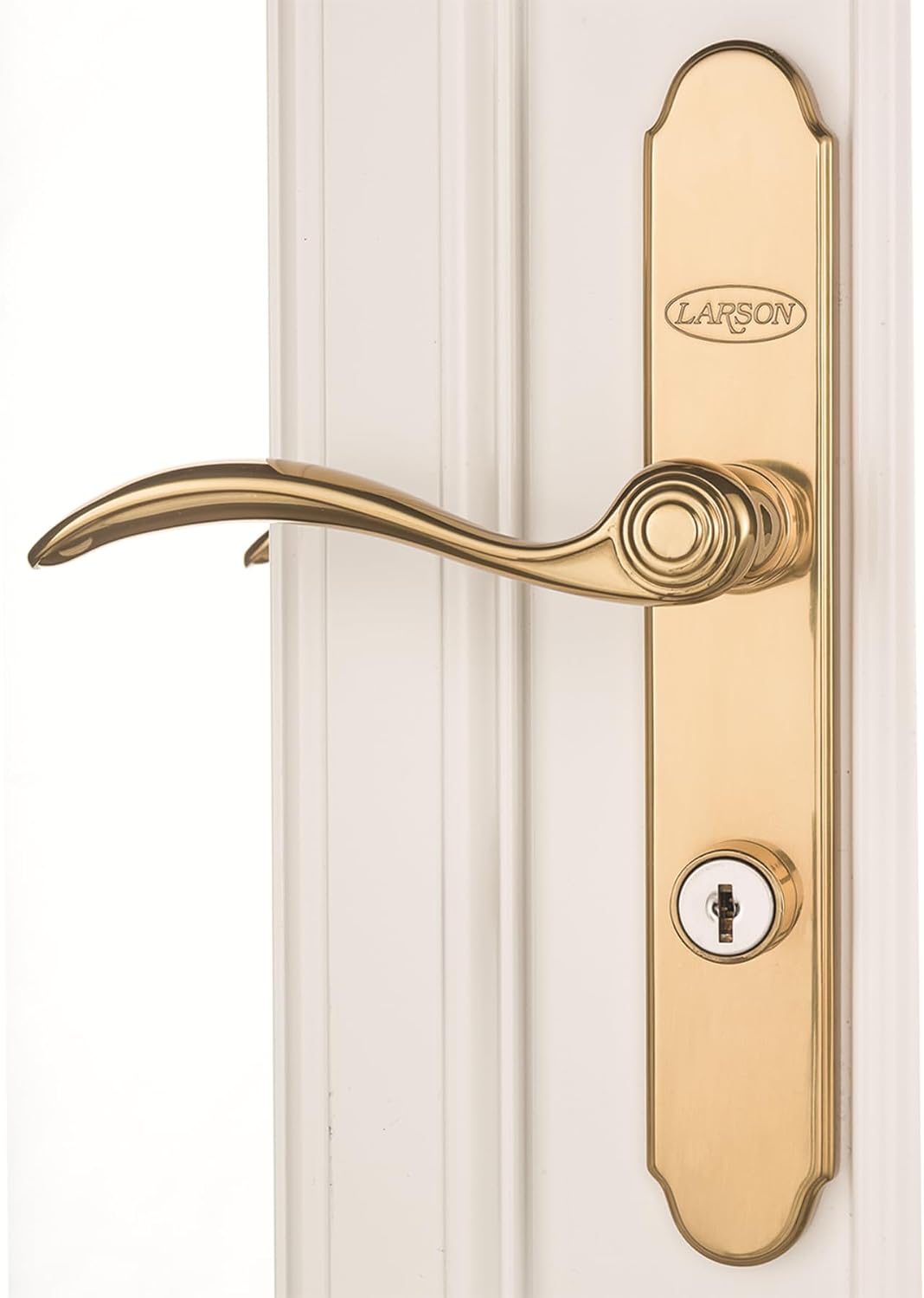 Larson storm door brass handleset with deadbolt lock