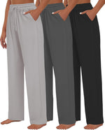 Kivdol 3 Pack Womens Yoga Sweatpants Wide Leg Lounge Pajamas Pants Drawstring Workout Comfy Joggers Sweatpants Pants Pockets - Image 9