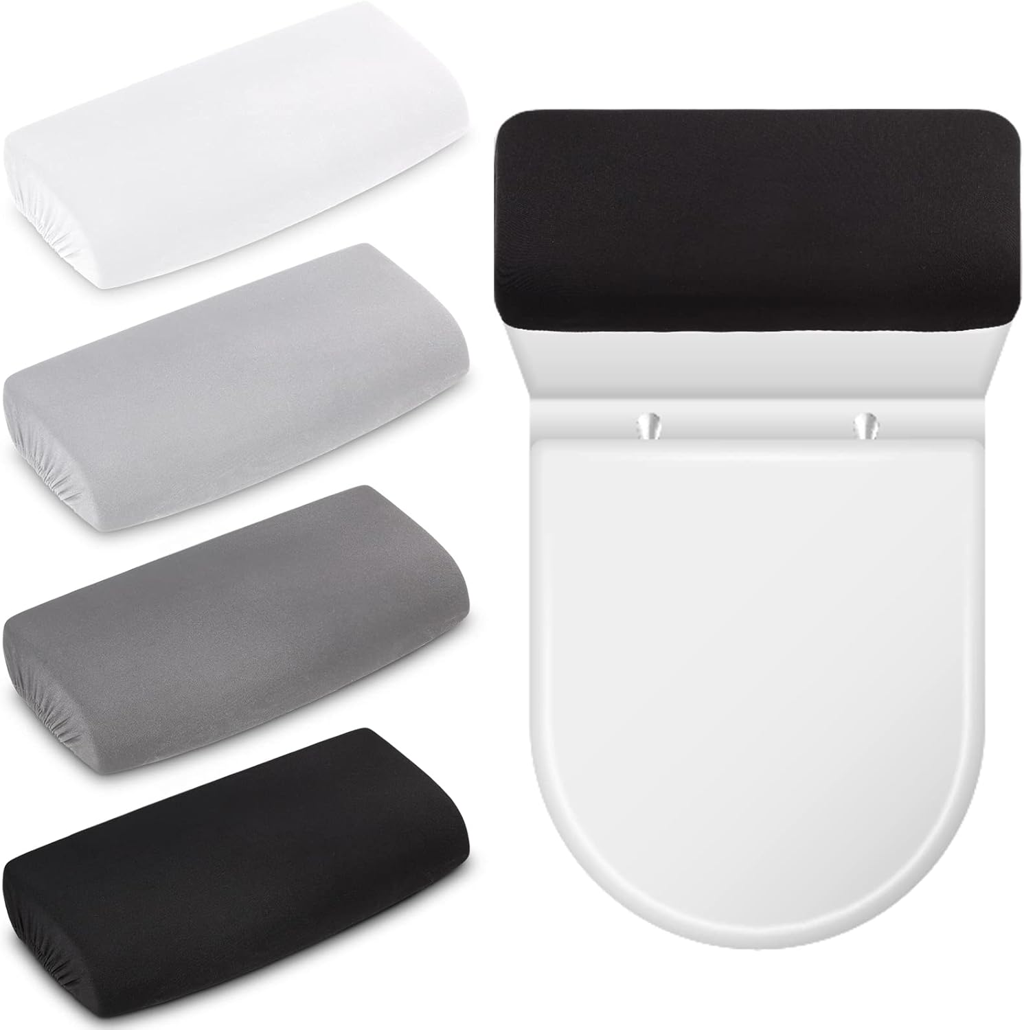 Hoolerry stretch toilet tank lid cover set front view on modern bathroom fixture