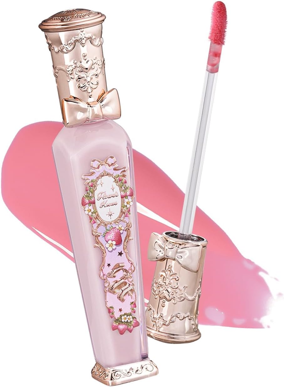 Flower Knows Violet Strawberry Rococo Glowy Lip Gloss front view elegant packaging