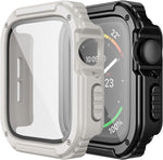 Adepoy 2 Pack Rugged Case Compatible for Apple Watch 45mm Series 9/8/7 with Tempered Glass Screen Protector, Military All Around Hard TPU Protective Cover Case Shockproof Bumper for iWatch Men 45mm - Image 9