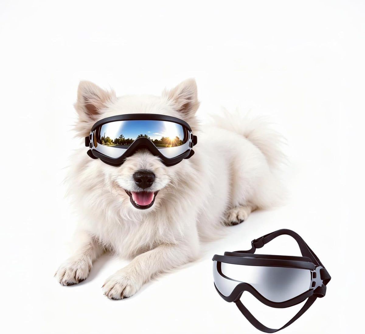 NAMSAN Large Dog Goggles Eye Protection, UV Protection Pet Sunglasses for Dogs Medium to Large Breed, Driving Glasses for Dogs Stick Head Out Car Window, Windproof Dustproof, Adjustable, Clear - Image 12