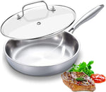 DELARLO Tri-Ply Stainless Steel Pan,18/10, 12.5" | Nontoxic Durable Oven Safe 800 All Cooktops Compatible Fast Even Heat PFOA Free Large Frying Pan Nontoxic Cookware - Image 13