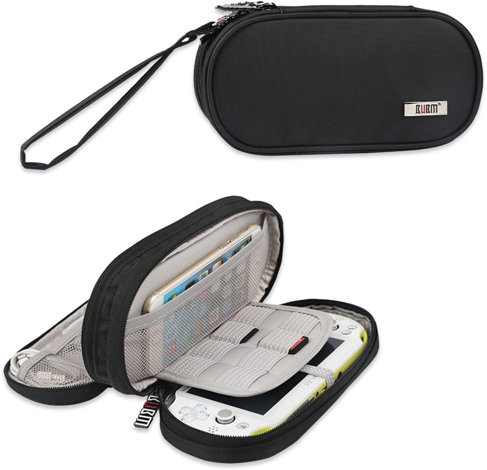 BUBM double compartment storage case front view black portable travel bag