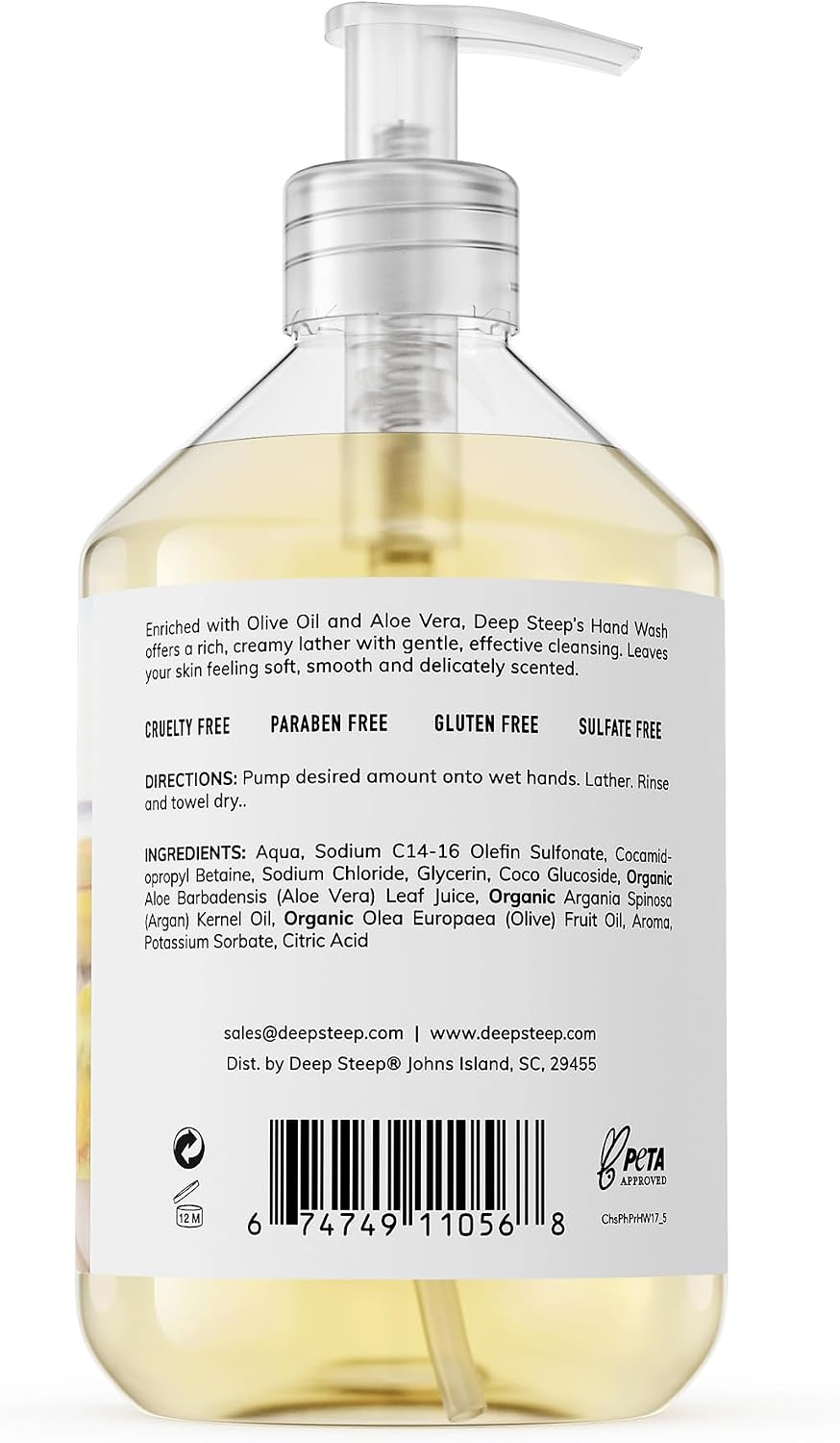 Deep Steep Peach Praline hand soap pump close up