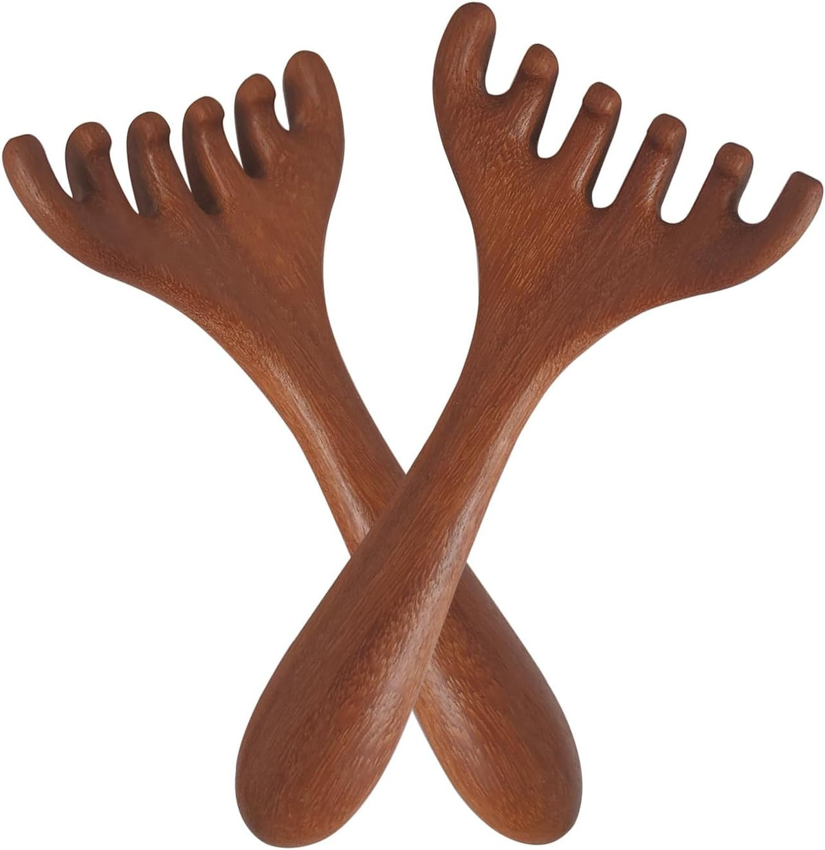 Iunxkmi wood scalp massager front view of two piece sandalwood head comb set