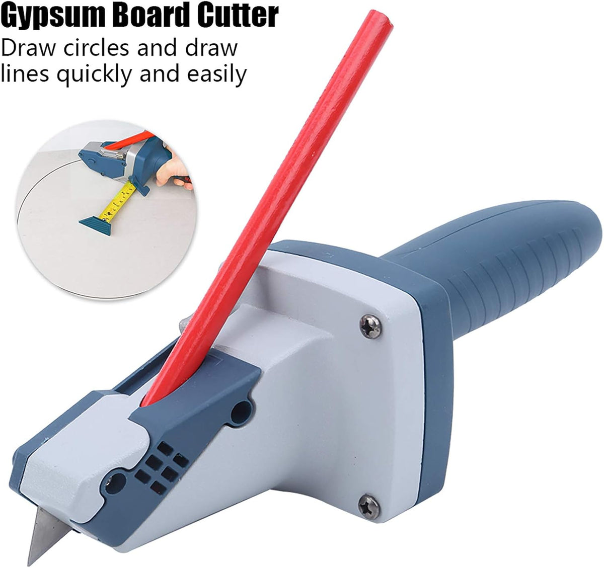 Multi functional plasterboard cutter with pencil marker