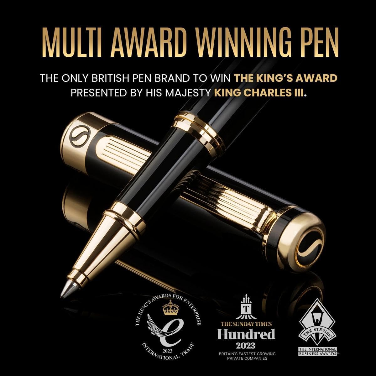 Scriveiner Black Lacquer Rollerball Pen - Stunning Luxury Pen, Real Gold Plating, Schmidt Ink Refill, Best Roller Ball Gift Set for Men & Women, Professional, Executive Office, Nice Pens - Image 7