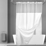 N&Y HOME waffle weave shower curtain set front view in a modern white bathroom.