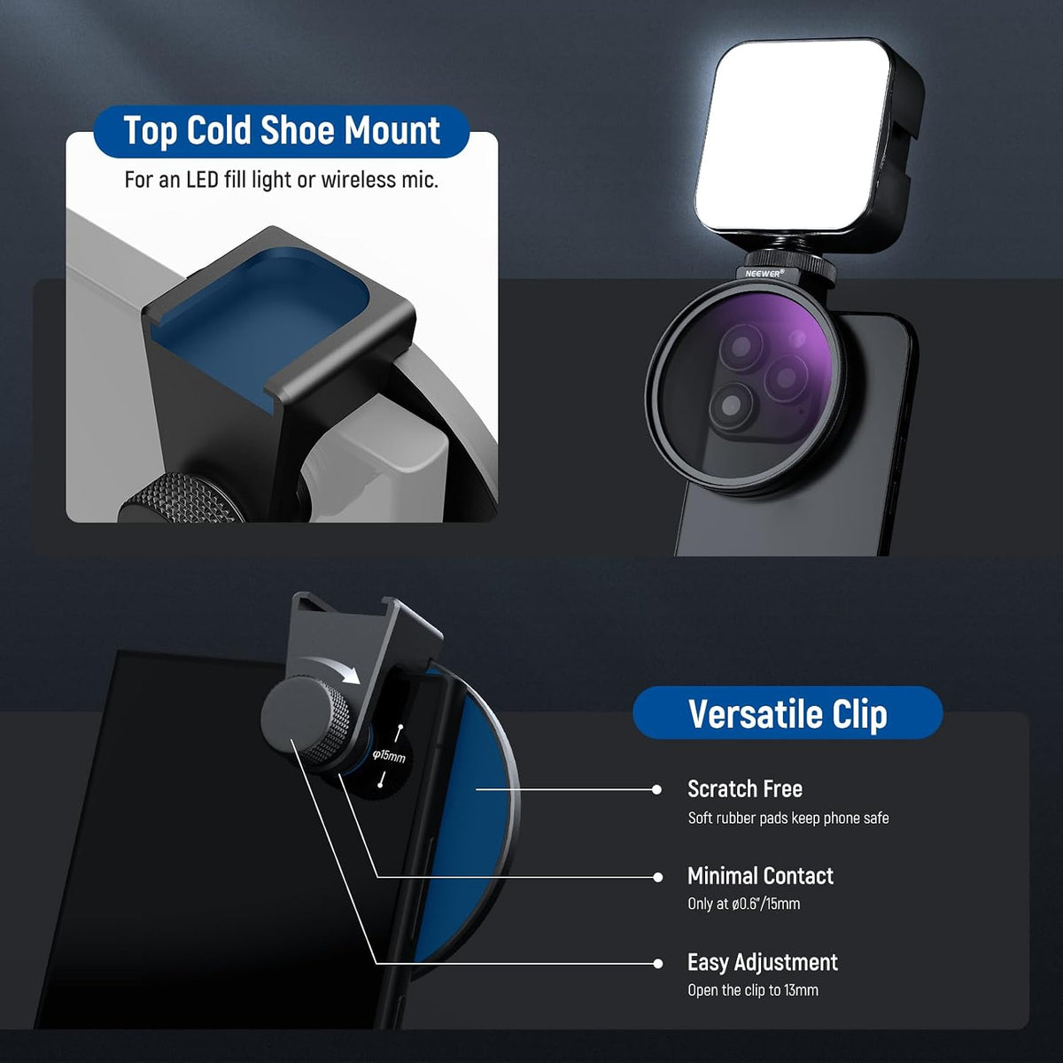 Neewer cold shoe mount with microphone attached
