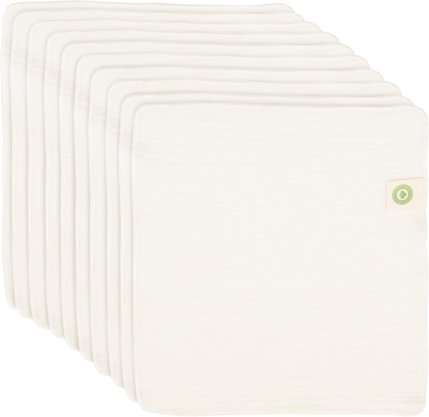 LukaLinen organic cotton reusable baby wipes front view 10 pack