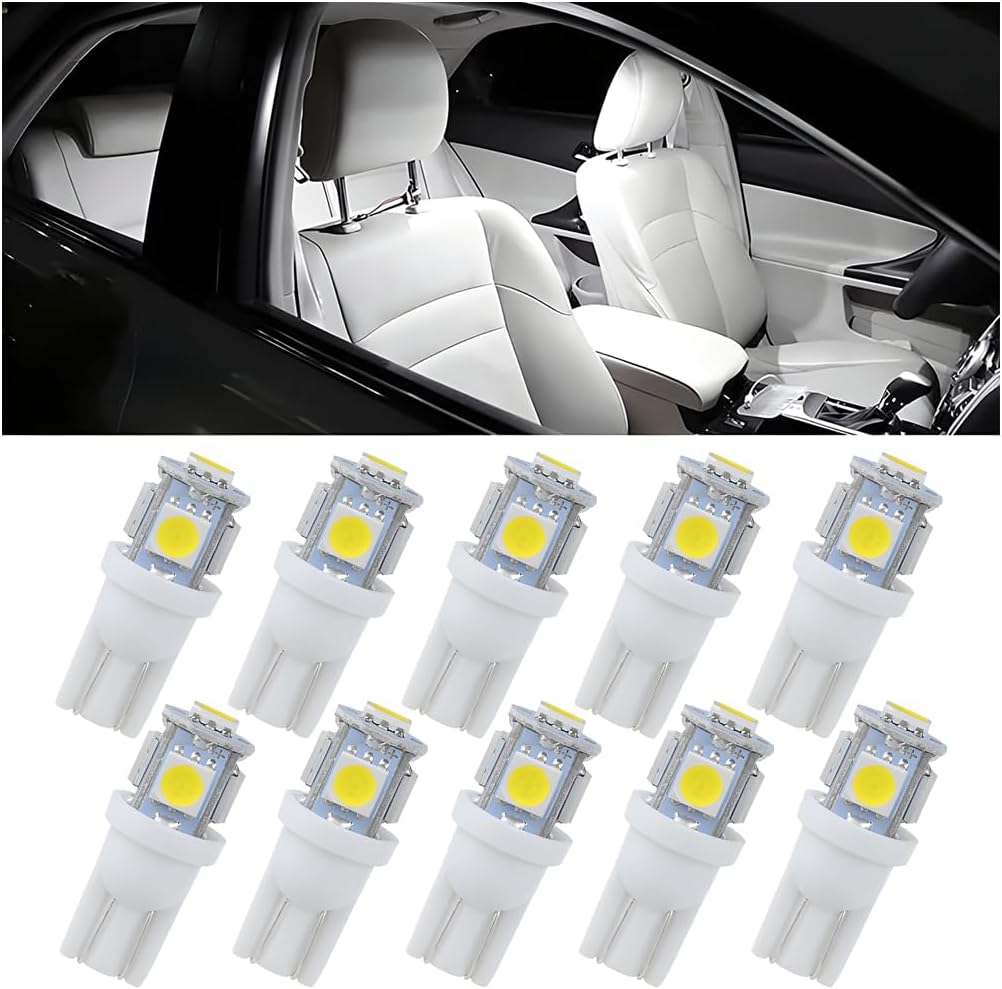Bittwee T10 Car LED Bulb front view showing white five zero five zero chipset layout.