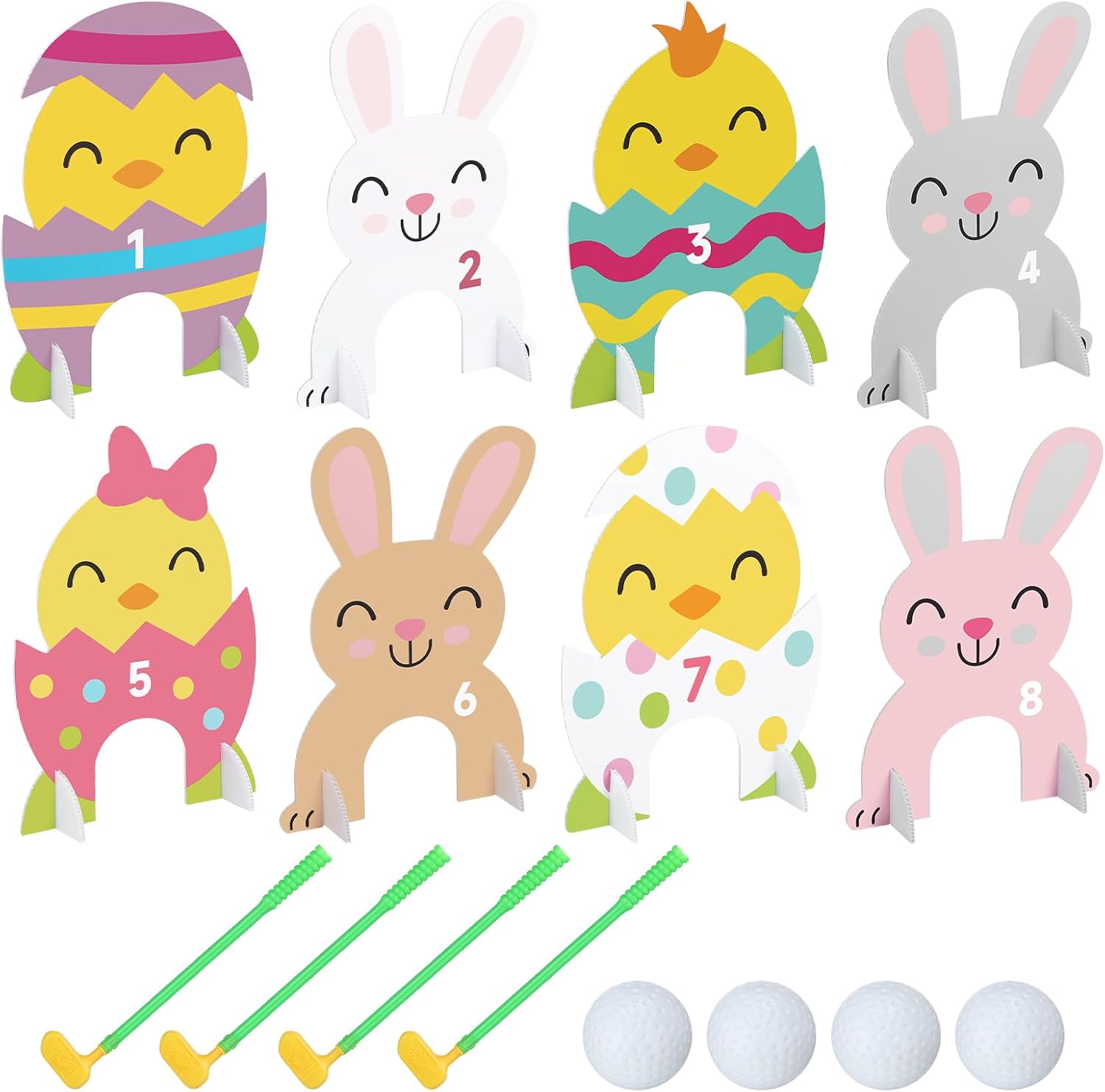 Seenelling Easter mini golf game 17 piece set front view