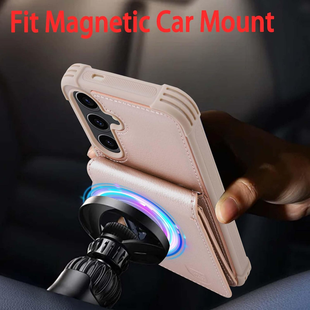 VANAVAGY Galaxy S24 case in rose gold styled with kickstand