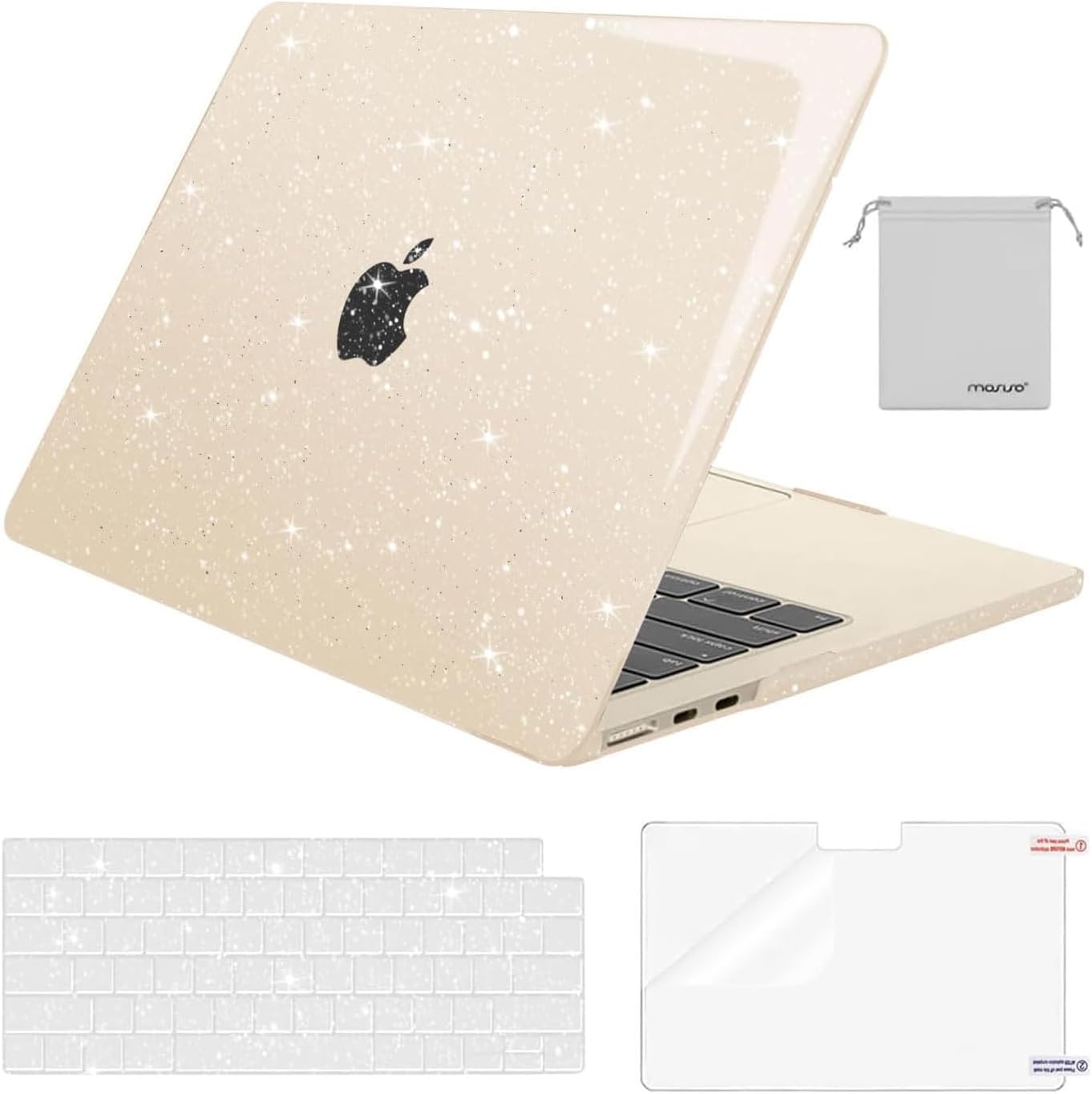 MOSISO MacBook Air 13 inch glitter case starlight front view showing shimmering protective hard shell