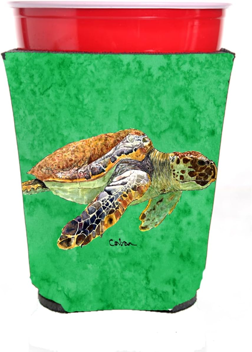 Caroline's Treasures 8675RSC Turtle Red Cup Hugger Cup Cooler Sleeve Hugger Machine Washable Drink Sleeve Hugger Collapsible Insulator Beverage Insulated Holder - Image 1