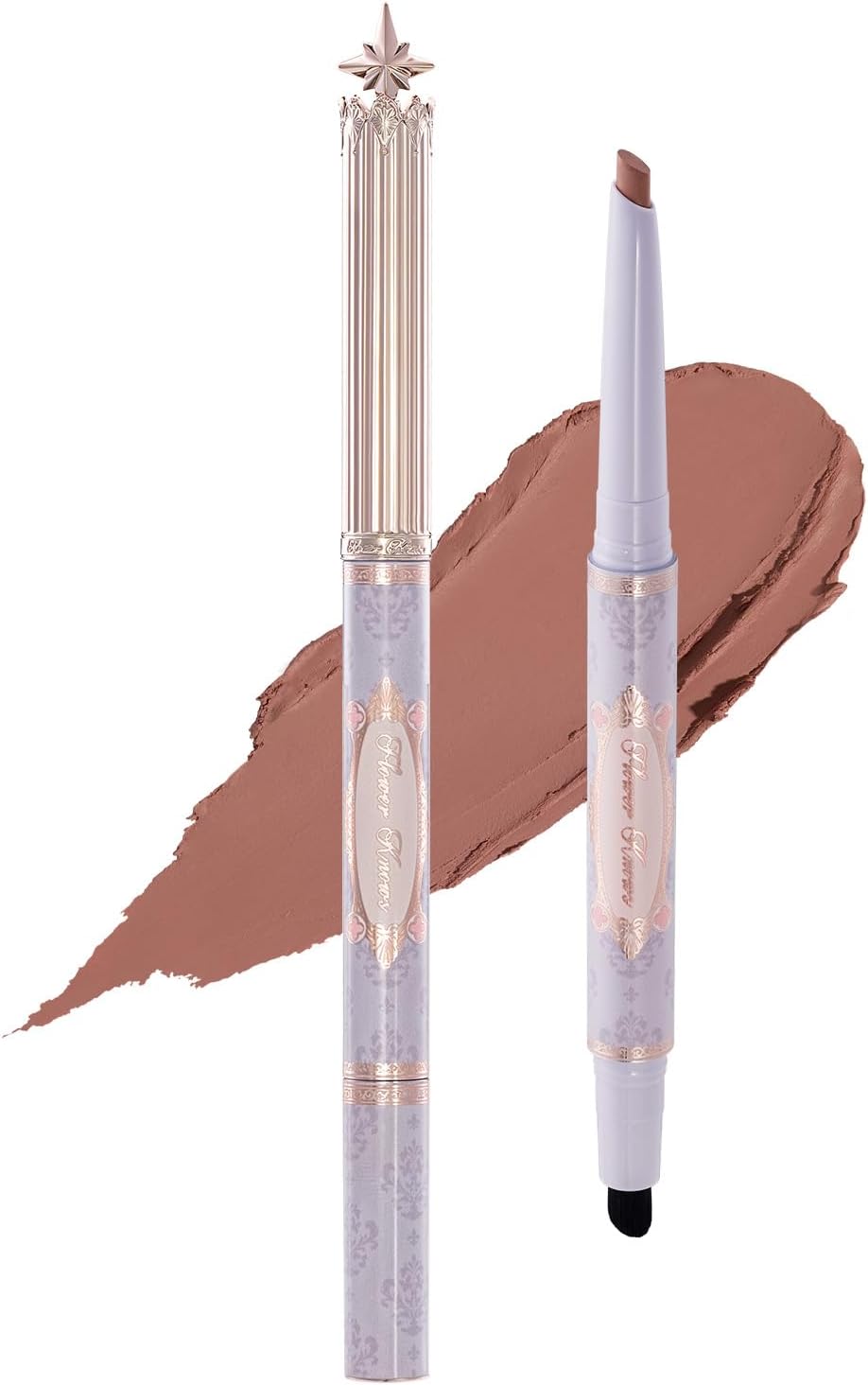 Flower Knows Knight Unicorn Lip Liner, Warm Latte Beige, Dual-Ended Angled Oval Tip Lip Pencil with Blending Brush, Waterproof Long-Wear Soft-Matte Finish, Vegan (03 Latte Beige) - Image 1