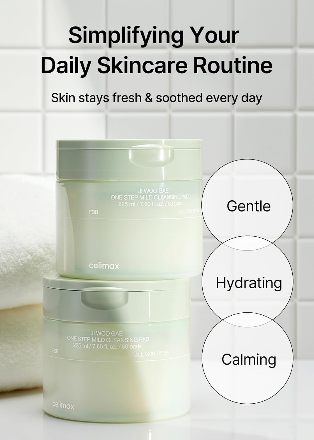 Authentic imported skincare daily cleansing water pads packaging side view