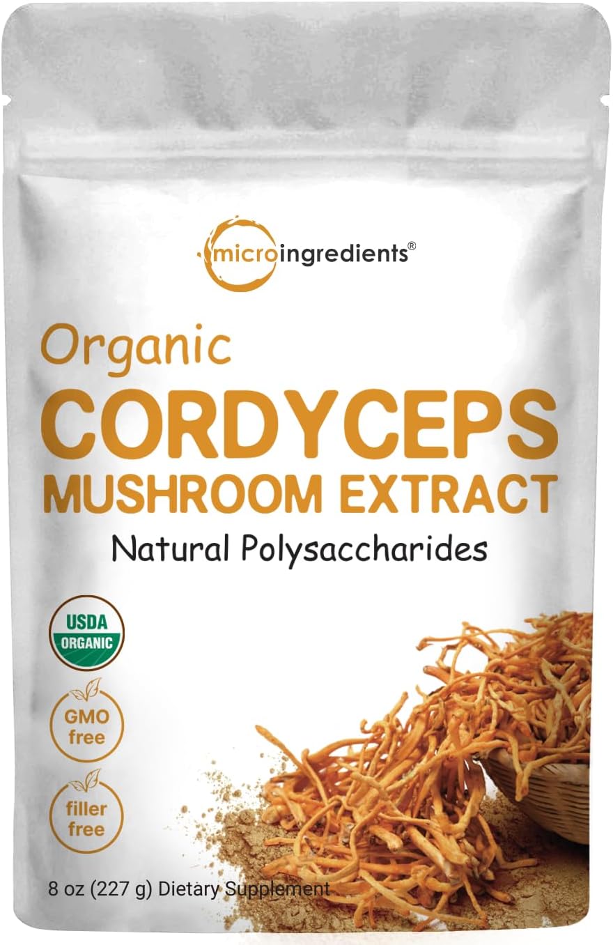 Micro Ingredients Organic Cordyceps Mushroom Extract Powder front view pouch