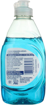 Dawn Ultra dish soap concentrated formula bottle side profile displaying label instructions
