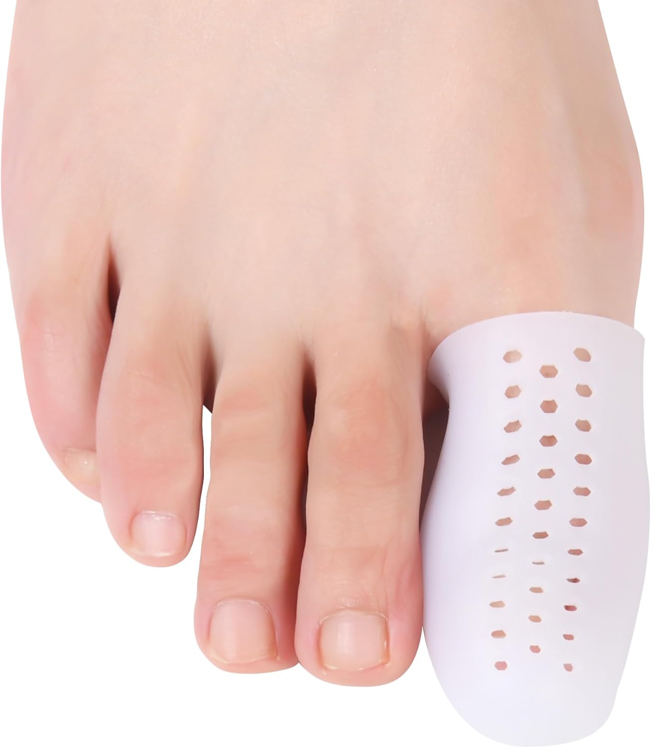 Hoogoo Extended Big Toe Cap for Men, 10 Pcs X-L Breathable Toe Protector Toes Cover Sleeves with Holes, Provides Relief from Missing or Ingrown Toenails, Corns, Blisters, Hammer Toes, Reduce Friction - Image 1