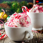 Yumzo peppermint flavored mini candy canes spread on a holiday table